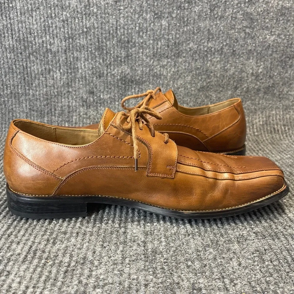 Stacy Adams Oxford Shoes Mens 12 Brown Leather Square Bicycle Toe Lace Up Formal